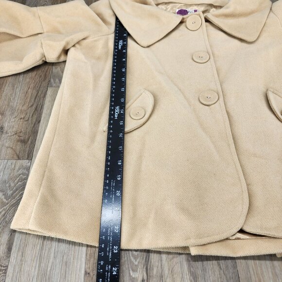 Buffalo David Bitton Women's Large Beige Swing Coat Button Front 3/4 Bell Sleeve - Picture 11 of 12